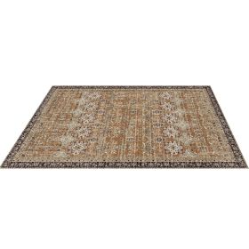 Large Area Rug 7.5x9.5 ft Anti-Skid Tear-Resistant Floor Mat Vintage Brown Green