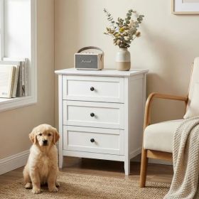 White Embossed (SG014FD) P2 MDF + Particleboard With Melamine Veneer, Framed, 60*40*70cm, Three-drawer Bedside Table, 1 USB + 1 Type-C + 2 Three- (Option: defaulttitle)